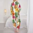 thumbnail image 5 of Kll Hawaiian Pineapples Print Women'S Long Sleeve Pajamas With Pants Sleepwear Loungewear 2 Set-Small, 5 of 9