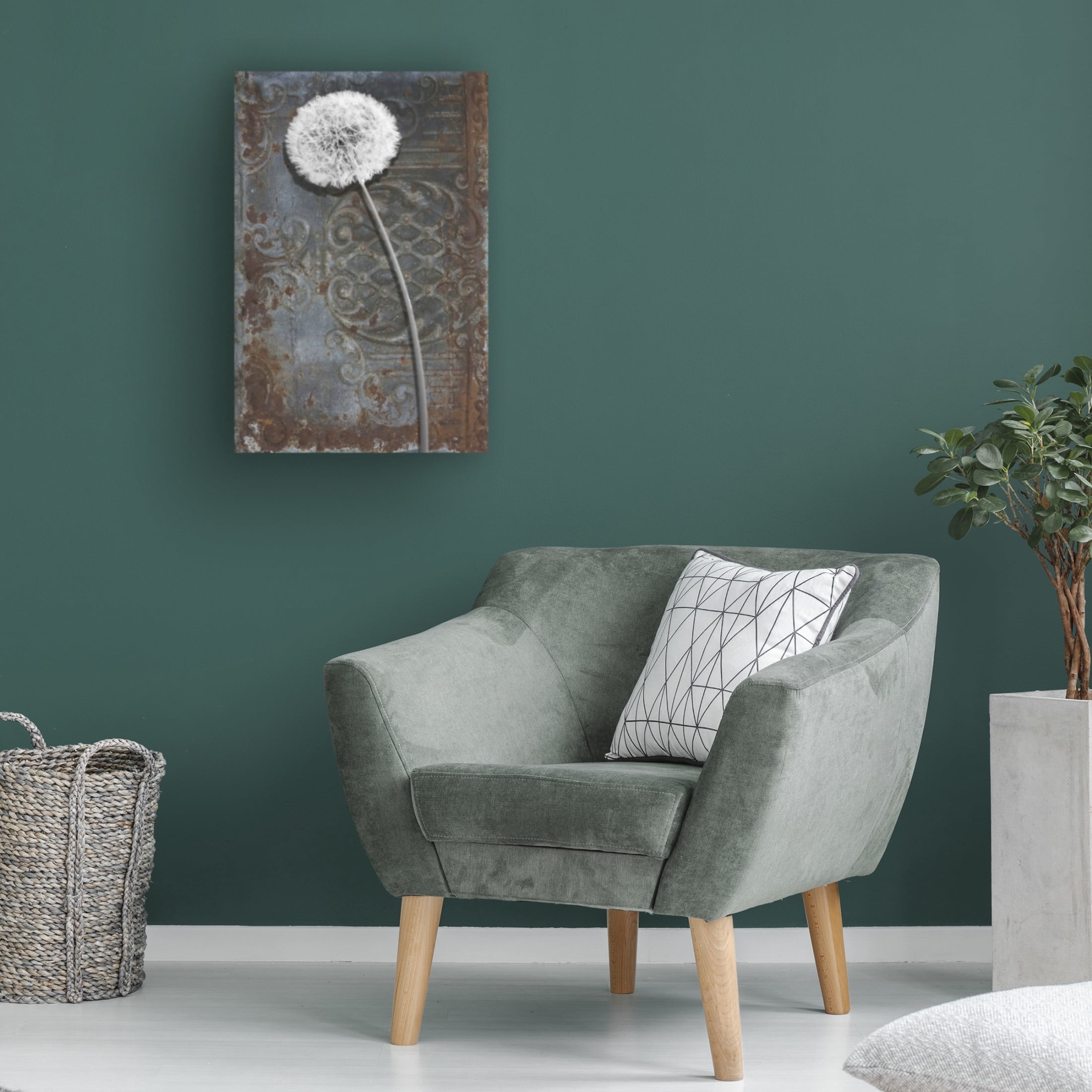 Canvas Wall Art - Sasha 'Engraved Dandelion' Wall Art for Living Room, Bedroom, or Office Décor by Trademark Fine Art - 12 x 19 Inches