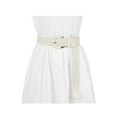 thumbnail image 4 of INSPIRE CHIC Women's Woven Waist Belts Dress Metal Buckle Wide Braided Belts White 129cm, 4 of 4
