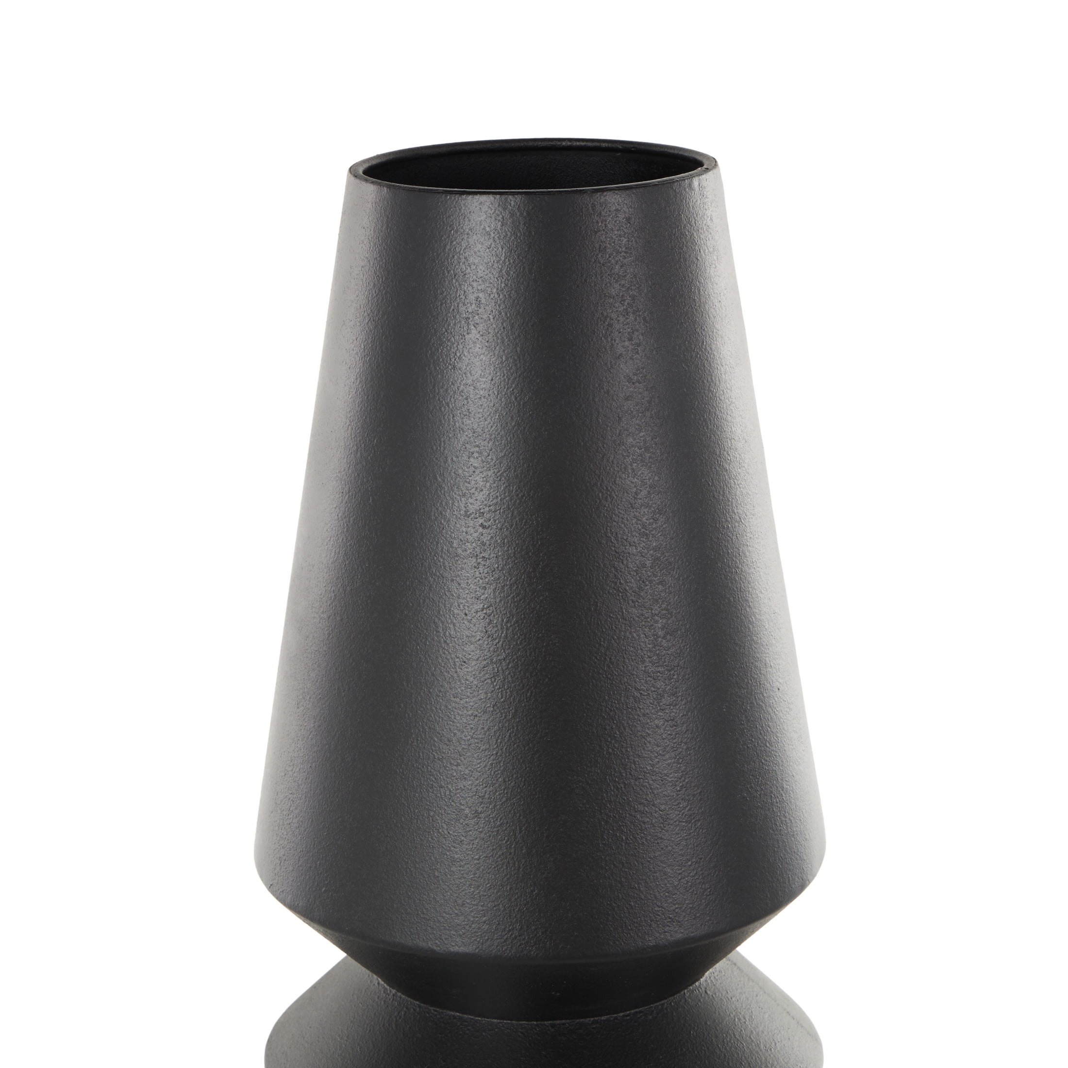 DecMode 24" Art Deco Fluted Black Metal Vase