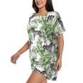 thumbnail image 3 of Womens Pajama Sets With Pocket, zebras Tropical Leaves cute Lounge Sets Short Sleeve Sleepwear PJ Sets for Women, 3 of 6