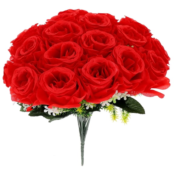 Hytrove Red Artificial Flower Bouquet for Grave Decoration, Perfect for Cemetery, Memorial, and Outdoor Tribute Settings