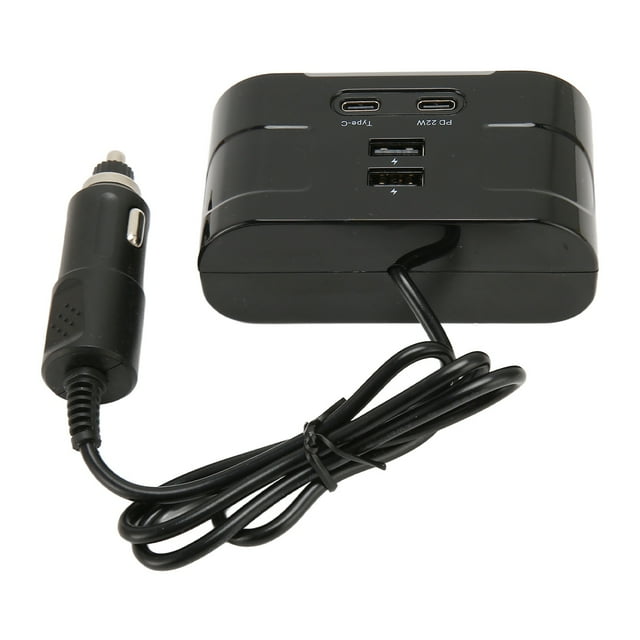 Car Socket Splitter, Short Circuit Smart Chip Quick Charging Cigarette Lighter Splitter 12T To 24V Multifunctional Real Time Voltage Display for SUV