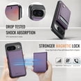 thumbnail image 6 of ELEHOLD Case for Google Pixel 9 / 9 Pro, 2-in-1 Magnetic RFID Leather Wallet Case with Card Slots & Kickstand,Purple, 6 of 6