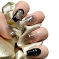 thumbnail image 5 of Ultra-thin pure hand-made wearable nail art full stickers seamless black winding magic mirror powder French whitening style press on nails, 5 of 8