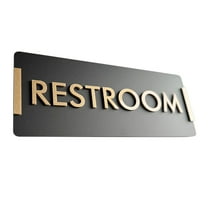 Raindrops Modern Acrylic Bathroom Sign Black for Office Wall with Clear Restroom Direction