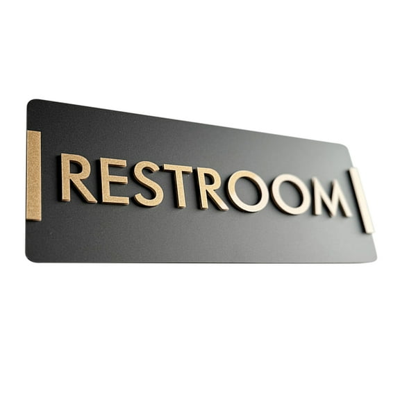 Raindrops Modern Acrylic Bathroom Sign Black for Office Wall with Clear Restroom Direction