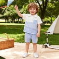 thumbnail image 4 of KPOPLK Baby Boy Clothes Toddler Summer Outfits Short-Sleeve Polo T Shirts + Pocket Shorts Set 2Pcs 1-5 Years Old(12-18 Months,White), 4 of 8