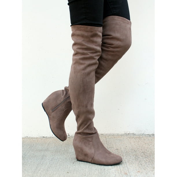 nature breeze over the knee women's sock boots in olive
