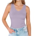 thumbnail image 5 of Tank Top for Women V Neck Summer Sleeveless T Shirt Tunic Casual Solid Color Loose Fit Blouses Purple, 5 of 9