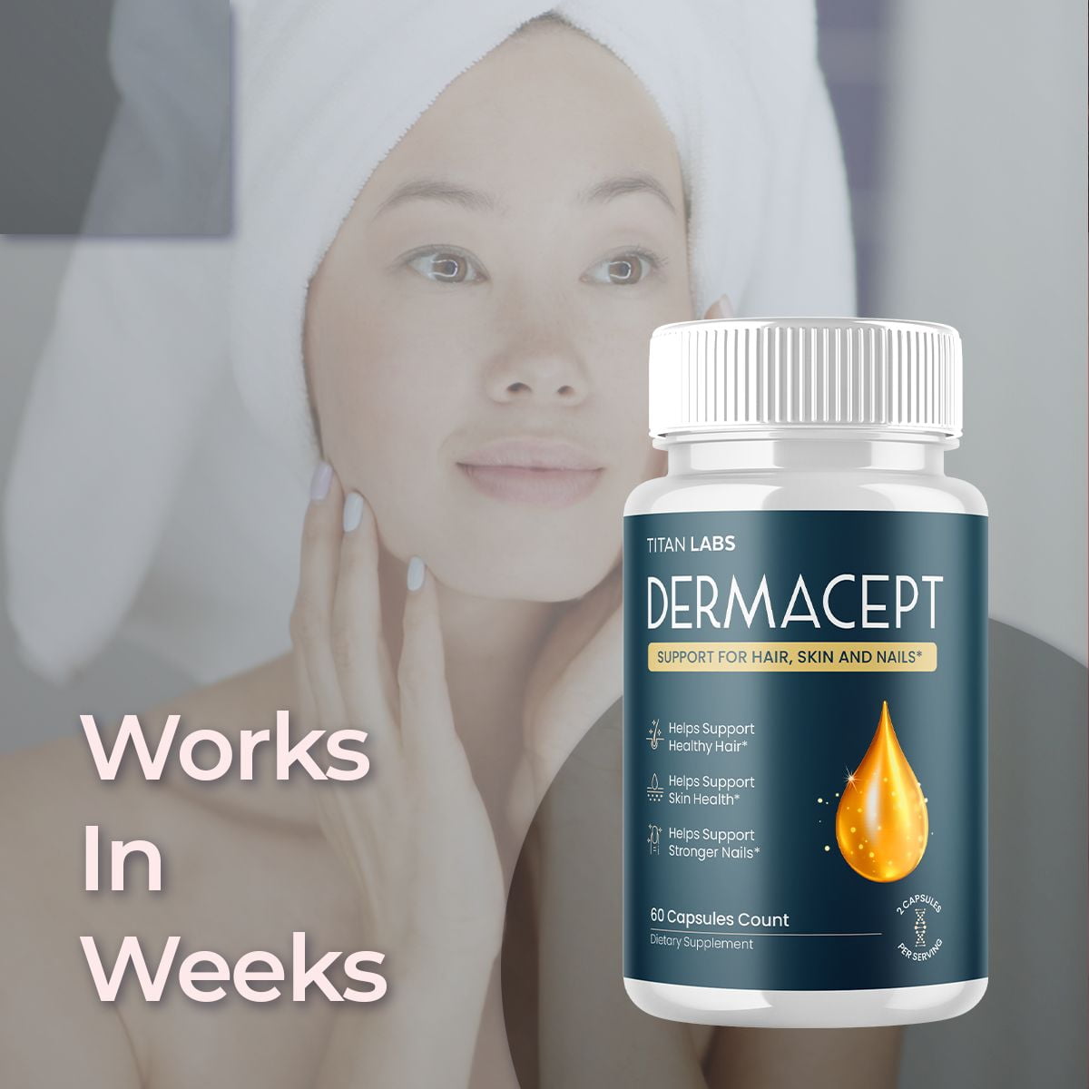 Dermacept Advanced Formula Pills to Support Healthy Skin Derma Cept 120 Capsules
