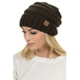 thumbnail image 2 of C.C Oversized Baggy Slouch Thick Warm Cap Hat Skully Cable Knit Beanie, Brown, 2 of 2