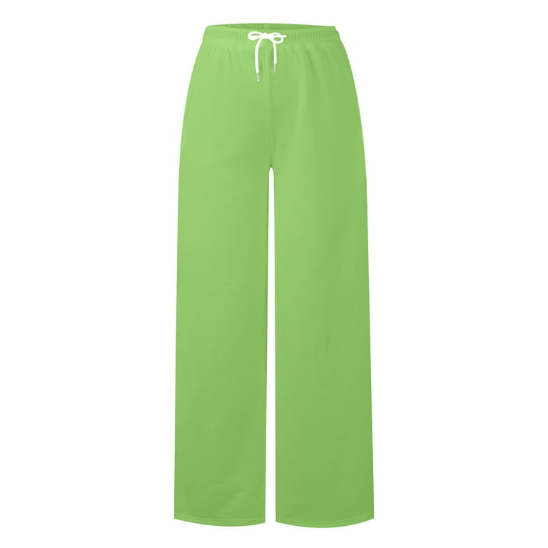 Fashion (Green)Happylisa Women Pants Wide Leg Loose Baggy Ladies Sweatpants  Low Waist Chic Hot Streetwear Trousers Joggers Die Hose P03 DOU