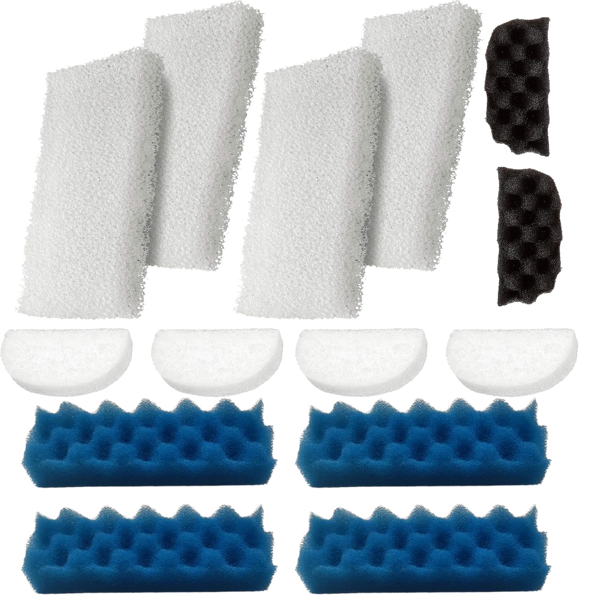 Qzbhct 4 Pcs Black Bio-Foam, 6 Blue Foam Max Filter, 6 Fine Filter Pad, 6 White Foam Filters Kit for Fluval 206/207 Canister Filtration Systems