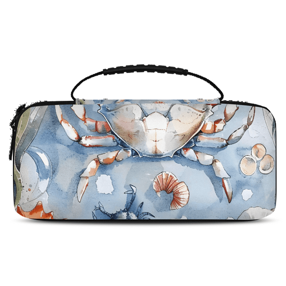Herdesigns Nautical Coastal Crab Starfish Seashell Carrying Case for Nintendo Switch 2 with 20 Game Card Slots, Portable Travel Carry Case for Accessories and Console