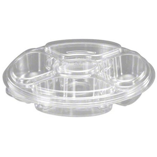 Inline Plastics PL096C R3JC 13 x 2.75 in. 96 oz 4 Compartiments Plateau Combo avec Support de Trempette - Étui de 50