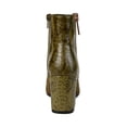 thumbnail image 3 of JOURNEE COLLECTION Womens Green Snake Print Sarah Square Toe Block Heel Zip-Up Booties 6.5, 3 of 4
