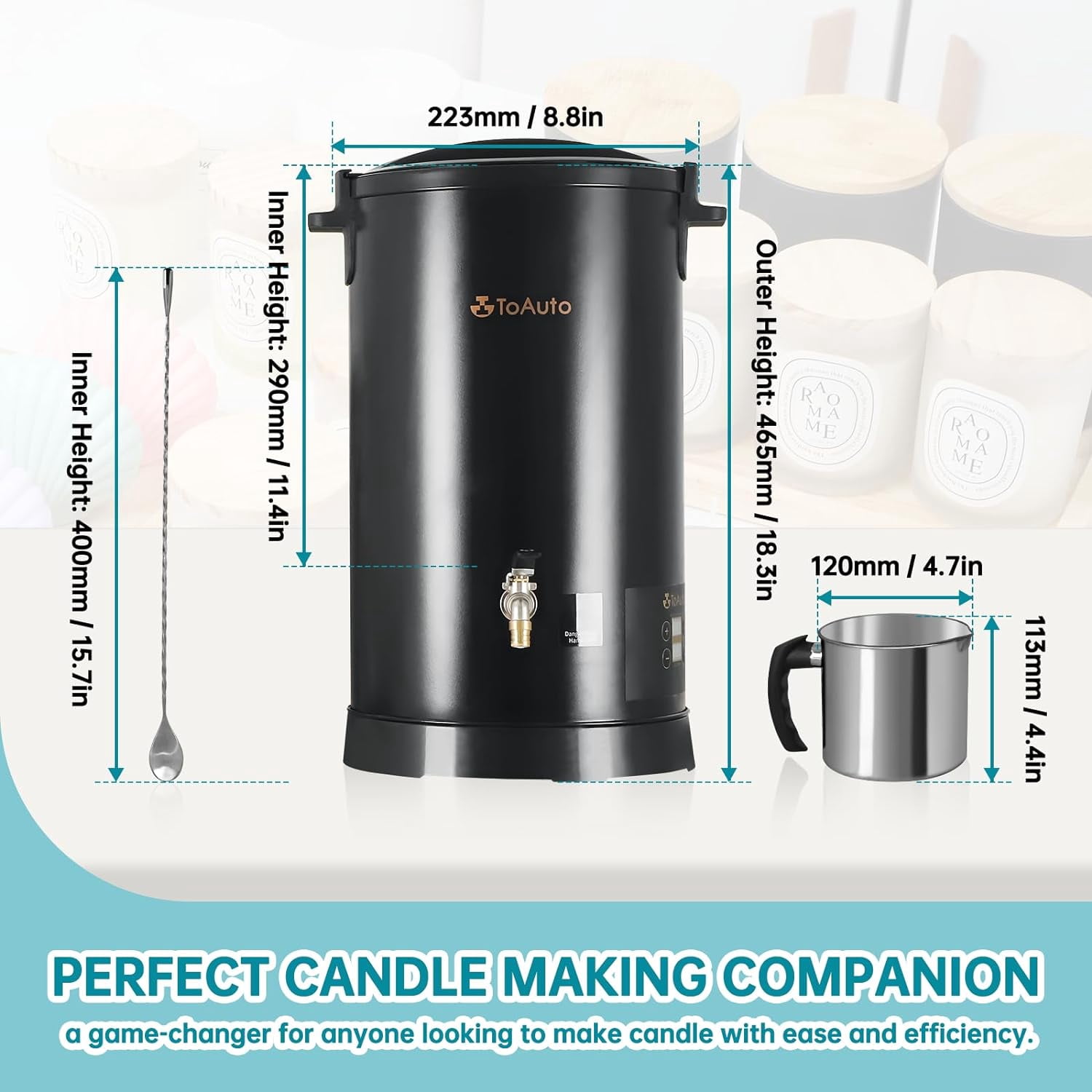TOAUTO 10 Qt Stainless Steel Digital Wax Melter for Adult Candle Making Kit