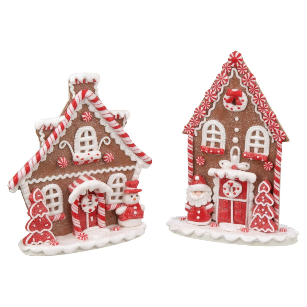 Holiday Time Candy Cane Gingerbread House Decorations, 2 Count