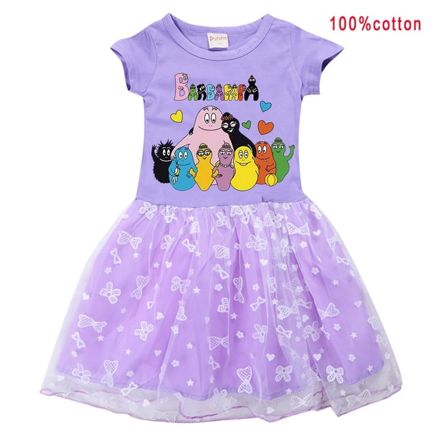 2021 nuevo vestido de tutú Barbapapa para niñas, disfraz de princesa, disfraz de Halloween, vestidos de fiesta de cumpleaños para niños, camiseta de verano zhangmenya LED