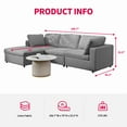 thumbnail image 3 of MUZZ L Shaped Sectional Sofa, Convertible 107" Oversize Modular Sectional Sofa, 3 Seater Sectional Couch with Pillows and Chaise Lounge for Living Room/Apartment, Dark Gray, Left, 3 of 8