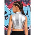 thumbnail image 6 of TiaoBug Shiny Sequin Crop Tops for Girls Hip-hop Dance Vest 70s Disco Party Stage Performance Outfit Silver 8, 6 of 7