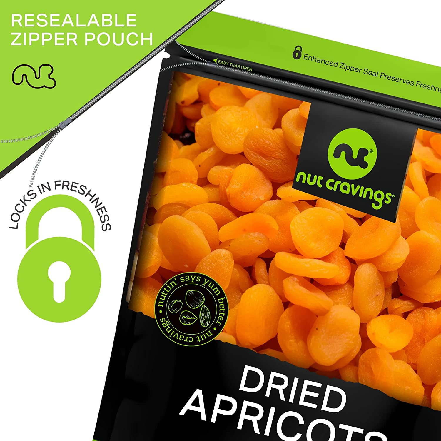 Nut Cravings Turkish Dried Apricots: No Sugar Added, All Natural Dried Fruits (32oz)