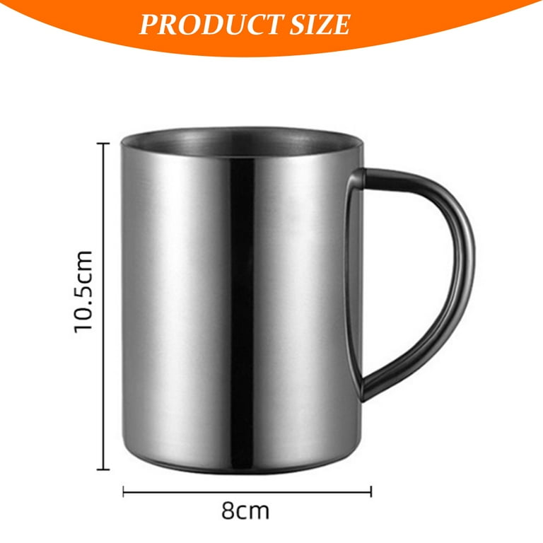 Camping Coffee Mugs Unbreakable Double Walled Stainless Steel Mug with Handle, Set of 2 - L