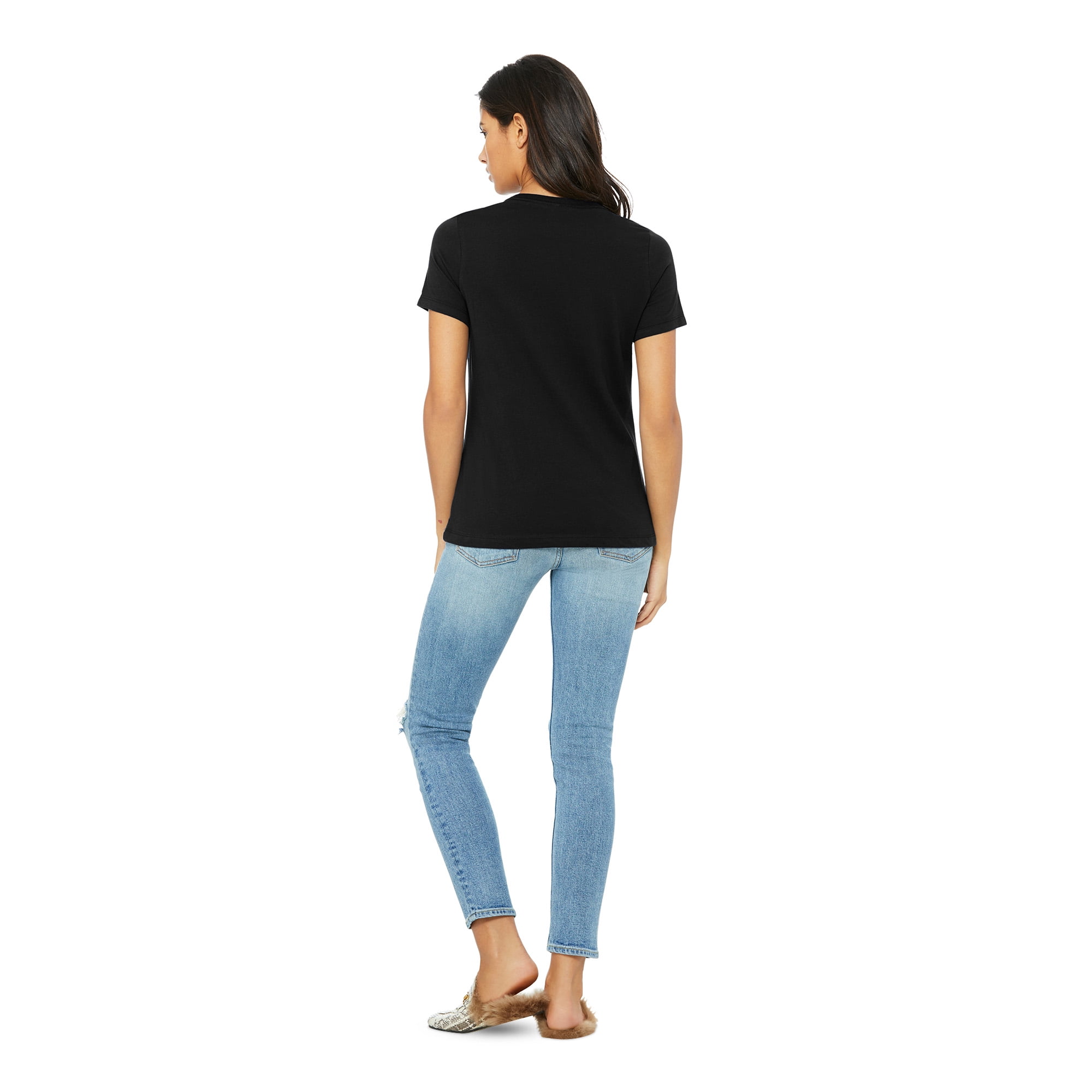 BELLA+CANVAS Women's Relaxed Crew Neck T-Shirt for Crafting, Black, Medium