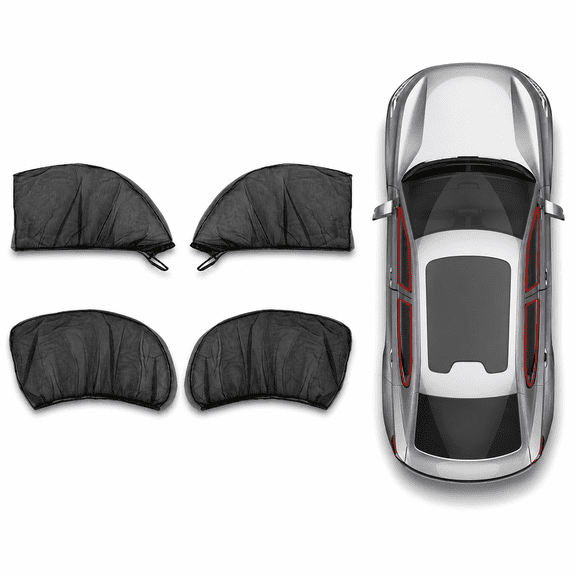 4Pack Super Elastic Car Window Sunshades 23" to 43",for SUV,Pickup,Truck,Minivan,Breathable Mesh Window Cover for Car,Side Window Screen for Car Camping