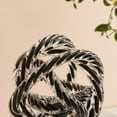 thumbnail image 3 of Nox Modern Glass Knot Loop Abstract Tabletop Sculpture - Textured Black Rope, 3 of 6