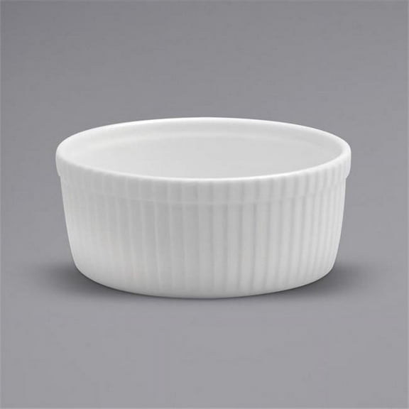 Buffalo F8010000603 Ware Fluted Porcelain Souffle Dish, Bright White