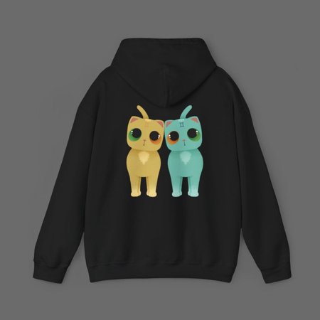 A gift for you, Gemini Kitties Hoodie | Digital Art Astrology Gift | Cozy for Gemini Twins, UP TO SIZE 4XL.