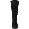 thumbnail image 5 of BLISSFUL STEP Women's Slouch Knee High Boots Round Toe Low Block Heel Faux Suede Boots Black 8, 5 of 7