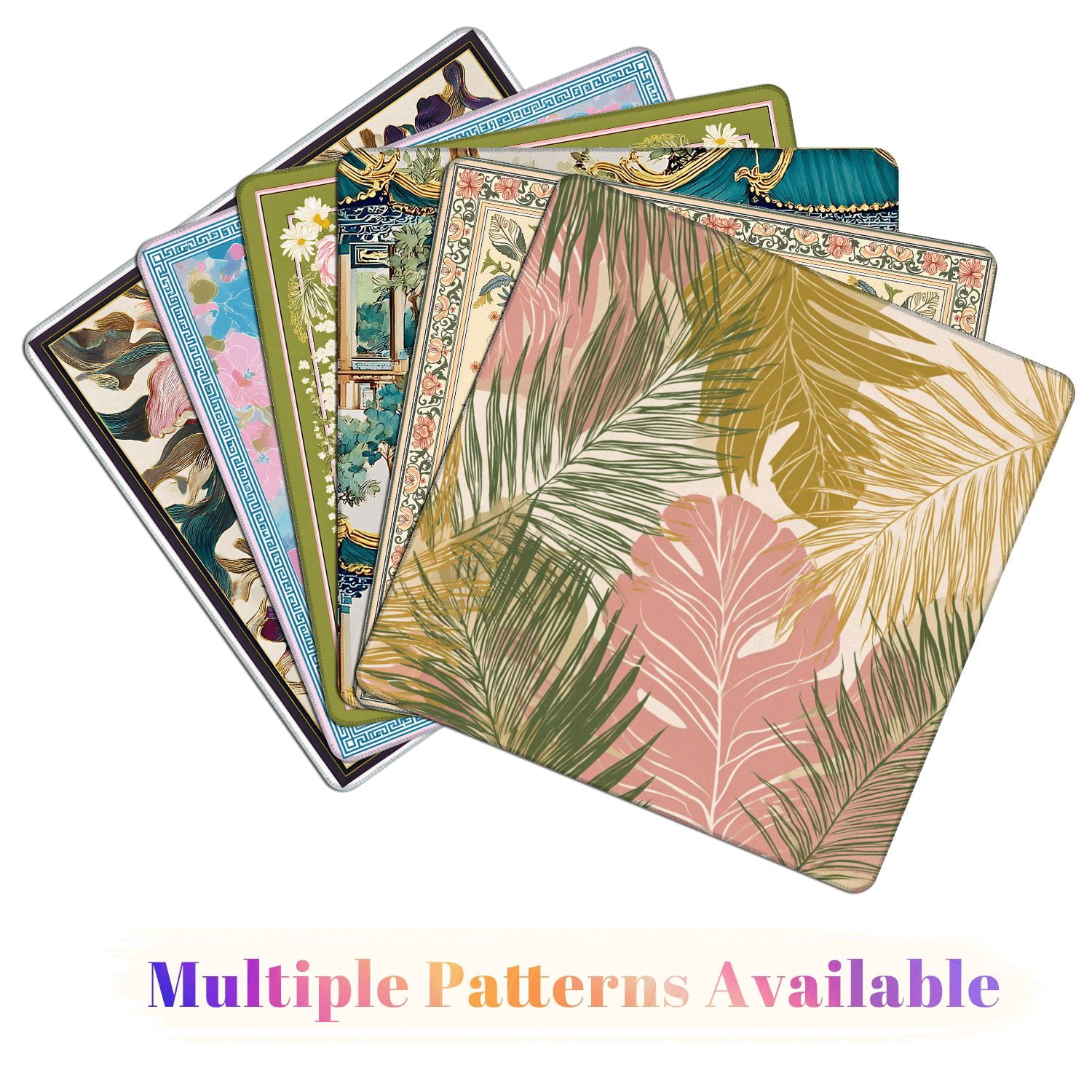 Mahjong Mat 31.5" x 31.5" Nature seamless Hand drawn abstract tropical summer Non-Slip Noise Reduction American Mahjong Tiles Table Cover for Dominoes Poker Card Board Games Gift