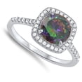 thumbnail image 4 of CHOOSE YOUR COLOR Multi-color CZ Round Promise Ring .925 Sterling Silver Band Black Female Size 6, 4 of 4