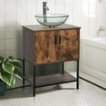 thumbnail image 2 of Eclife 24" Farmhouse Bathroom Vanity with Rustic Brown Wood Top,Clear Glass Sink, Water Save Faucet,Solid Brass Pop Up Drain, 2 of 8