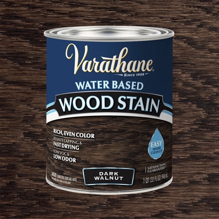 Dark Walnut, Varathane Water-Based Wood Stain-381119, Quart