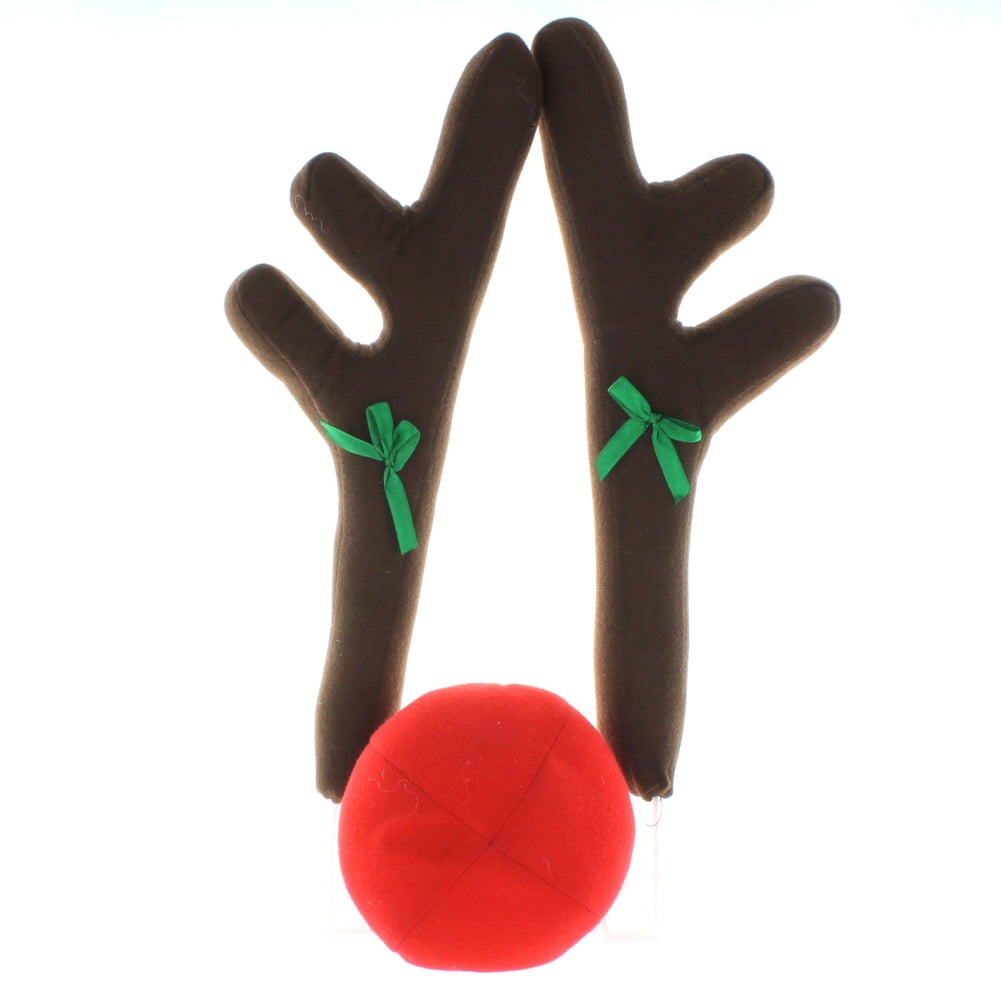 Car Vehicle Reindeer Antlers & Red Rudolph Nose Christmas Decoration Kit Gifts
