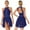 Navy Blue, variant on iiniim Women Sleeveless Glitter Rhinestone Gymnastics Ballet Leotards Halter Lyrical Dance Costume A Coffee S