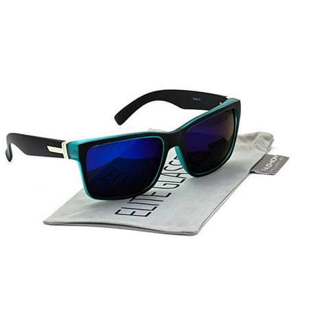 Large Matte Square Retro Sunglasses Black Red Blue Frame Color Mirror Lens