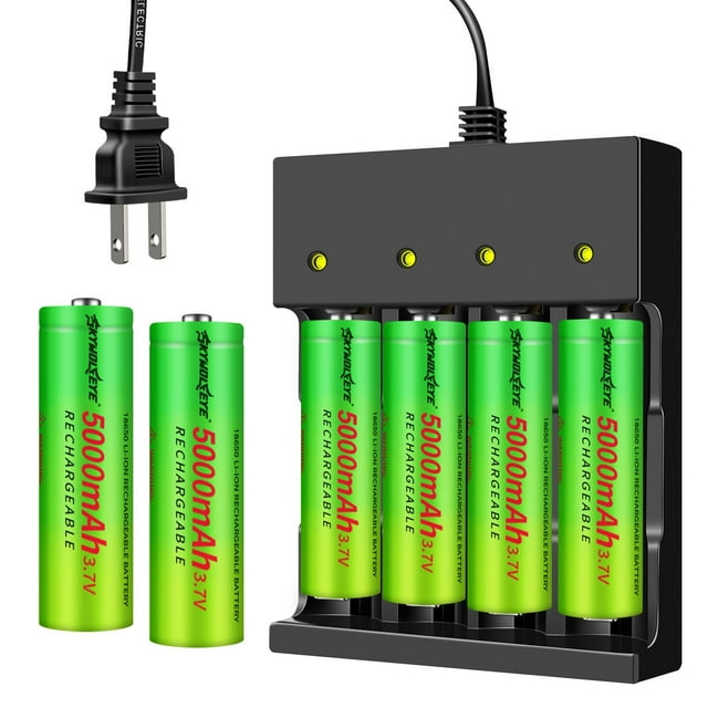 Juego de cargadores de batería 18650 recargables 5000 mAh 3,7 V (6 piezas)