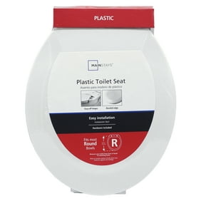 Mainstays White Round Plastic Toilet Seat, Easy off