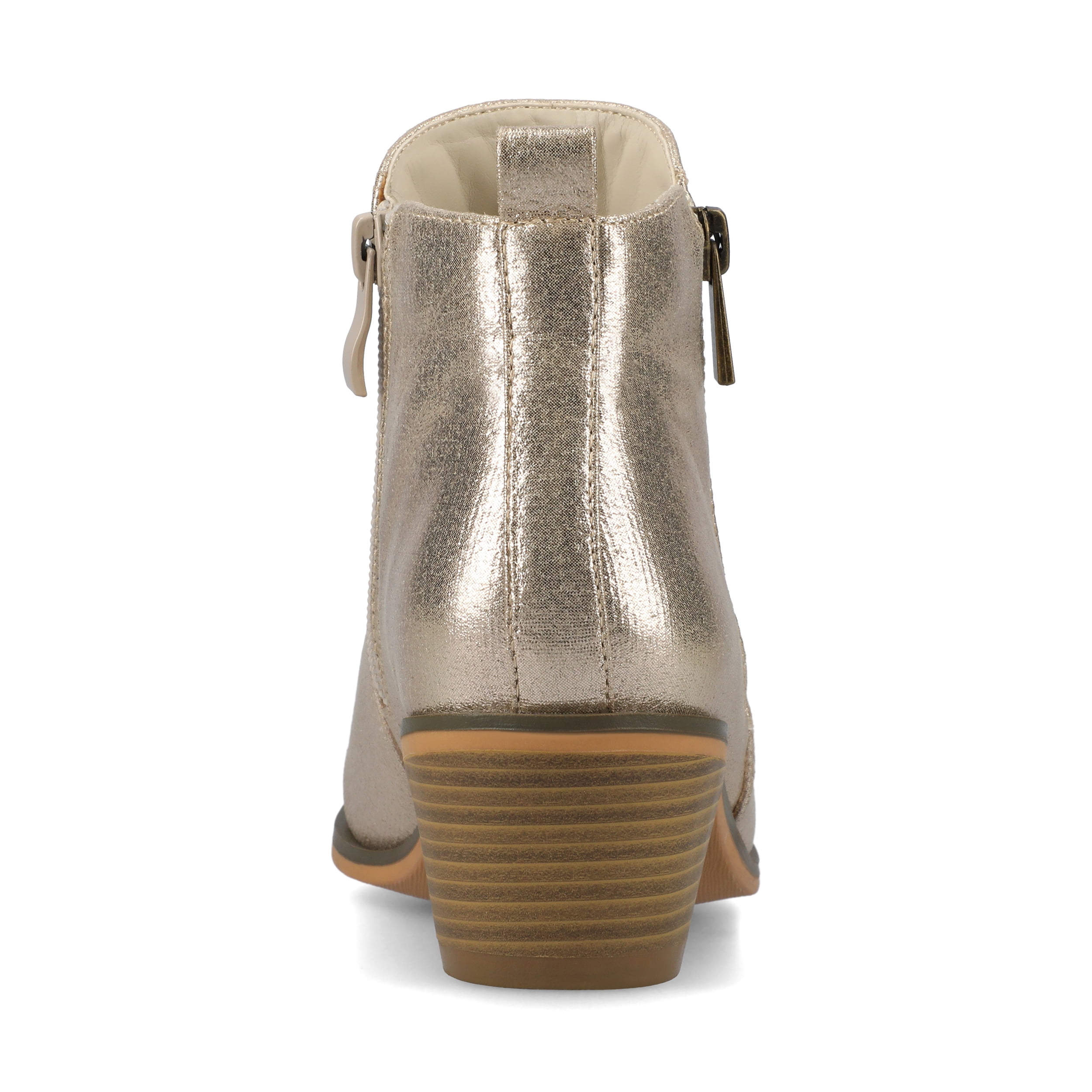 Journee Womens Rebel Outside Zip Stacked Heel Booties