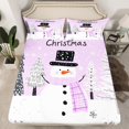 thumbnail image 2 of Manfei Cartoon Xmas Snowman Queen Sheet Sets,Happy New Year Flat Sheet,White Purple Black Queen Fitted Sheet For Kids,Super Cozy Room Decor,4-Piece, 2 of 7