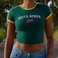 thumbnail image 2 of LPKRT Women Cropped South Africa Letter Print T Shirt - Short Sleeve Fitted Top, Casual Basic Tee(Green-S), 2 of 4