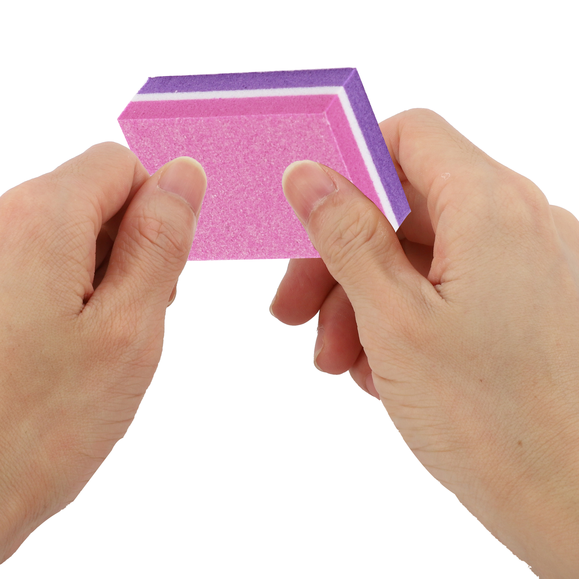 Unique Bargains Soft Two-color Mini Block Nail Buffers 50 Pcs Pink, Purple