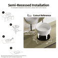 thumbnail image 5 of Los Flexi 14" Round Ceramic Semi-Recessed Bathroom Sink without Overflow, White Vessel Basin with Glossy Scratch-Resistant Finish, Drop-In or Countertop Installation, 5 of 13