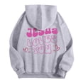 thumbnail image 4 of WEAIXIMIUNG Robe Sweat-Shirt pour Femmes Manches Courtes Sweat à Capuche Graphique Lettres Surdimensionné Pull Décontracté Manches Longues avec Poches, 4 of 6