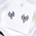 thumbnail image 4 of EOEMY Pear Cut Cubic Zircon Wedding Stud Earring Cute Women 925 Silver Bow Jewelry, 4 of 7